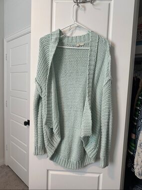 Moth Oversized Open-Front Cardigan in Mint Green